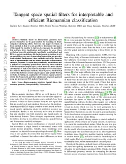 Tangent space spatial filters for interpretable and efficient Riemannian
  classification