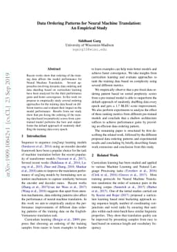 Data Ordering Patterns for Neural Machine Translation: An Empirical
  Study