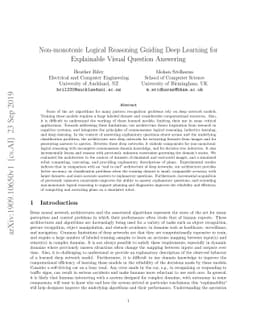 Non-monotonic Logical Reasoning Guiding Deep Learning for Explainable
  Visual Question Answering
