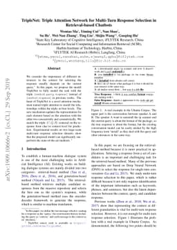 TripleNet: Triple Attention Network for Multi-Turn Response Selection in
  Retrieval-based Chatbots