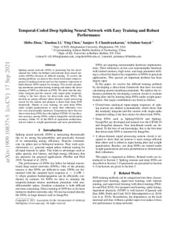 Temporal-Coded Deep Spiking Neural Network with Easy Training and Robust
  Performance