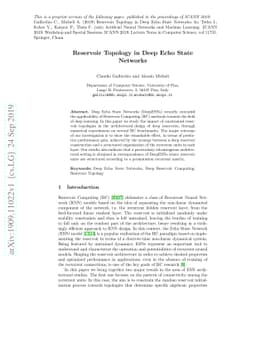 Reservoir Topology in Deep Echo State Networks