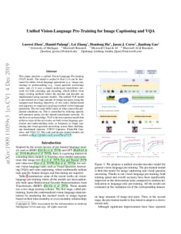 Unified Vision-Language Pre-Training for Image Captioning and VQA