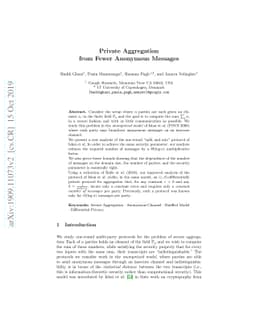 Private Aggregation from Fewer Anonymous Messages