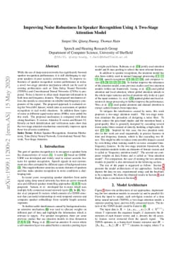 Improving Noise Robustness In Speaker Identification Using A Two-Stage
  Attention Model