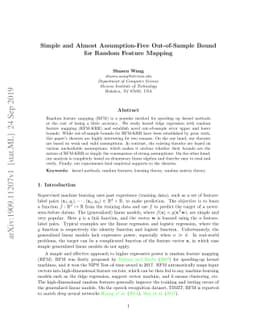 Simple and Almost Assumption-Free Out-of-Sample Bound for Random Feature
  Mapping