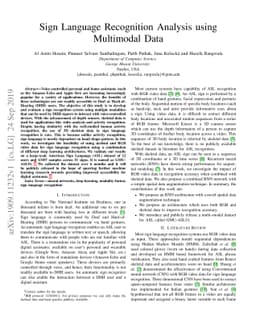 Sign Language Recognition Analysis using Multimodal Data