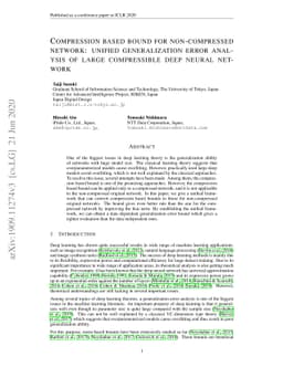 Compression based bound for non-compressed network: unified
  generalization error analysis of large compressible deep neural network