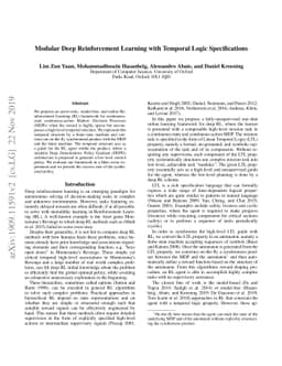 Modular Deep Reinforcement Learning with Temporal Logic Specifications