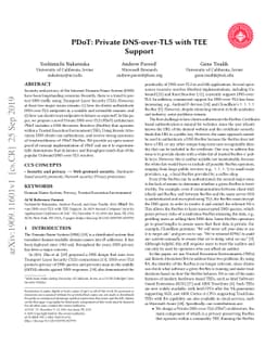 PDoT: Private DNS-over-TLS with TEE Support