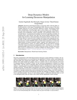 Deep Dynamics Models for Learning Dexterous Manipulation
