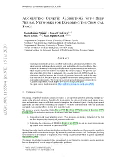 Augmenting Genetic Algorithms with Deep Neural Networks for Exploring
  the Chemical Space