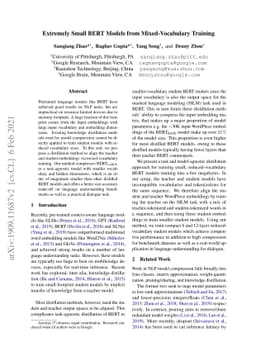 Extremely Small BERT Models from Mixed-Vocabulary Training
