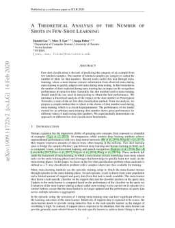 A Theoretical Analysis of the Number of Shots in Few-Shot Learning