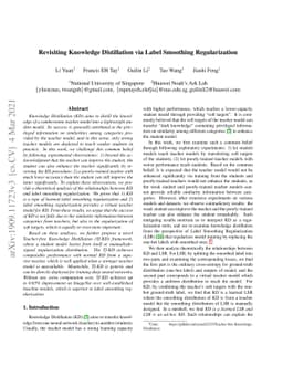 Revisiting Knowledge Distillation via Label Smoothing Regularization