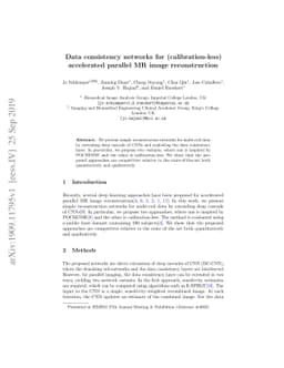 Data consistency networks for (calibration-less) accelerated parallel MR
  image reconstruction