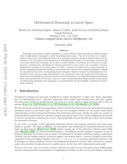 Mathematical Reasoning in Latent Space