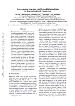 Representation Learning with Ordered Relation Paths for Knowledge Graph
  Completion