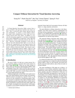 Compact Trilinear Interaction for Visual Question Answering