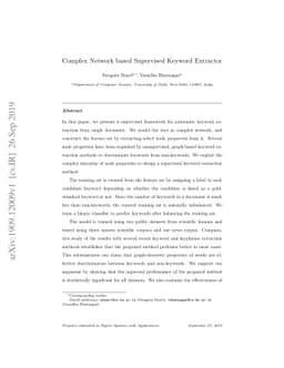 Complex Network based Supervised Keyword Extractor