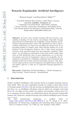 Towards Explainable Artificial Intelligence