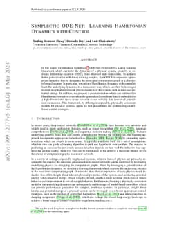 Symplectic ODE-Net: Learning Hamiltonian Dynamics with Control