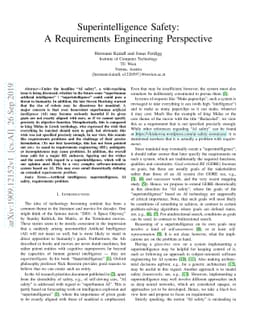Superintelligence Safety: A Requirements Engineering Perspective