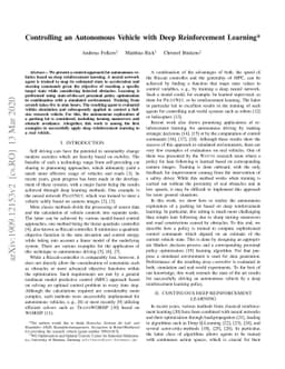 Controlling an Autonomous Vehicle with Deep Reinforcement Learning