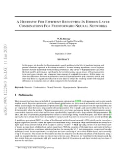 A Heuristic for Efficient Reduction in Hidden Layer Combinations For
  Feedforward Neural Networks
