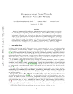 Overparameterized Neural Networks Implement Associative Memory