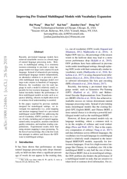 Improving Pre-Trained Multilingual Models with Vocabulary Expansion