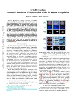 Invisible Marker: Automatic Annotation of Segmentation Masks for Object
  Manipulation