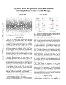Long-Term Robot Navigation in Indoor Environments Estimating Patterns in
  Traversability Changes