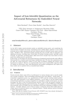 Impact of Low-bitwidth Quantization on the Adversarial Robustness for
  Embedded Neural Networks