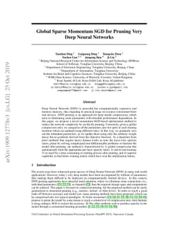 Global Sparse Momentum SGD for Pruning Very Deep Neural Networks