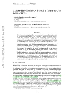 Automated curricula through setter-solver interactions