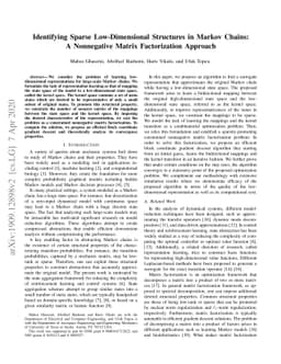 Identifying Sparse Low-Dimensional Structures in Markov Chains: A
  Nonnegative Matrix Factorization Approach