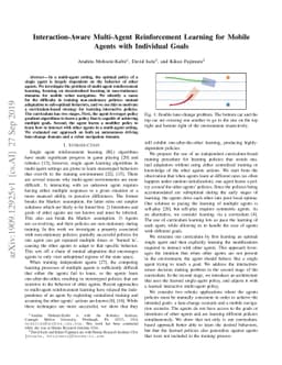 Interaction-Aware Multi-Agent Reinforcement Learning for Mobile Agents
  with Individual Goals