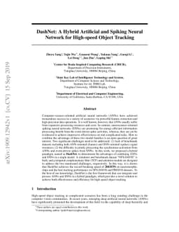 DashNet: A Hybrid Artificial and Spiking Neural Network for High-speed
  Object Tracking