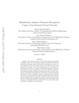 Handwritten Amharic Character Recognition Using a Convolutional Neural
  Network