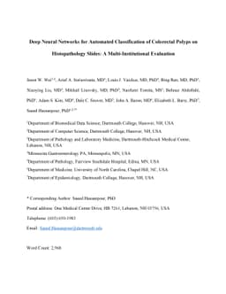 Deep neural networks for automated classification of colorectal polyps
  on histopathology slides: A multi-institutional evaluation