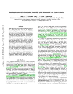 Learning Category Correlations for Multi-label Image Recognition with
  Graph Networks