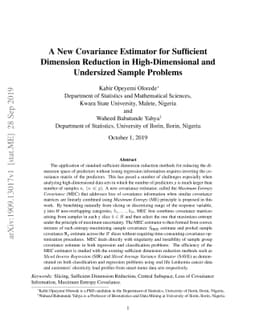 A New Covariance Estimator for Sufficient Dimension Reduction in
  High-Dimensional and Undersized Sample Problems