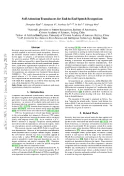 Self-Attention Transducers for End-to-End Speech Recognition