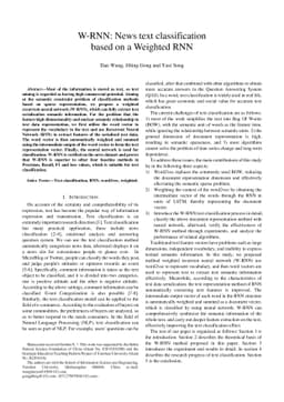 W-RNN: News text classification based on a Weighted RNN