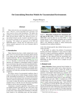 On Generalizing Detection Models for Unconstrained Environments