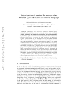 Attention-based method for categorizing different types of online
  harassment language