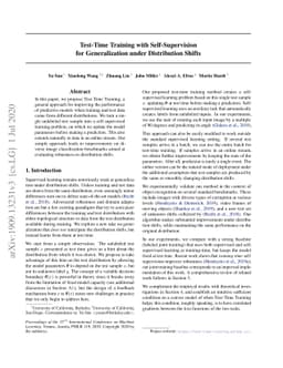 Test-Time Training with Self-Supervision for Generalization under
  Distribution Shifts