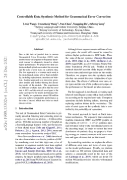 Controllable Data Synthesis Method for Grammatical Error Correction