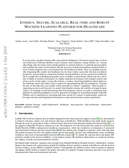 ISTHMUS: Secure, Scalable, Real-time and Robust Machine Learning
  Platform for Healthcare